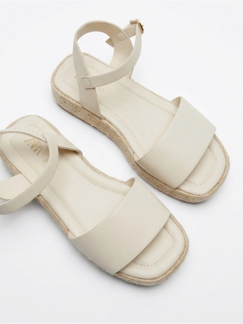 Zara Cream Ankle-Strap Espadrille Sandals